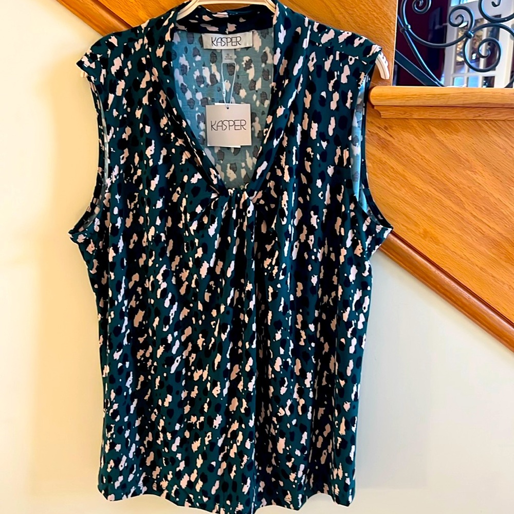 Kasper Top Size XL Evergreen Multi (green, tan, black) New With Tags - Picture 4 of 8